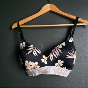 Pink Victoria's Secret Floral Print Wear Everywhere Wireless Lightly Lined 32D